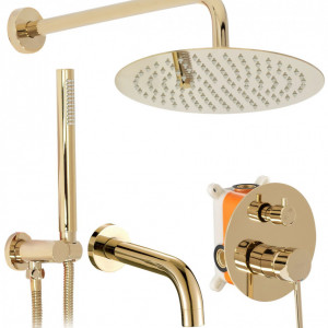 Set de duș incastrat Rea Lungo Gold Auriu cu BOX