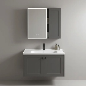 Set mobilier de baie cu lavoar Monti 60cm Grey - Img 3