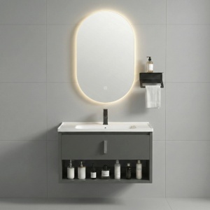 Set mobilier de baie cu lavoar Toledo 60cm Grey