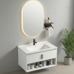 Set mobilier de baie cu lavoar Toledo 60cm White - Img 3