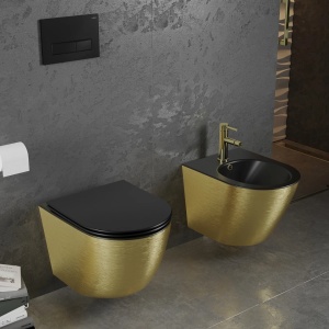 Set vas WC + Bideu FLSK Black/Gold brushed - Img 1