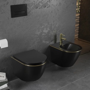 Set vas WC + Bideu FLSK Black/Gold edge - Img 1