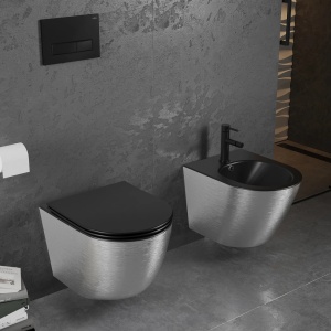 Set vas WC + Bideu FLSK Black/Silver matt - Img 1