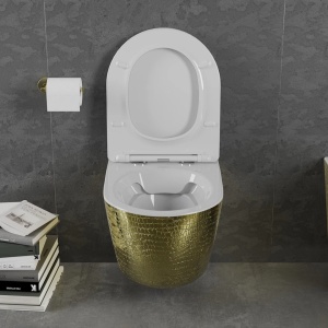 Set vas WC + Bideu FLSK White/Gold scaly - Img 3