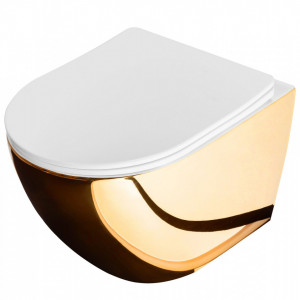 Set vas WC CARLO Flat + Bideu CARLO MINI GOLD/WHITE - Img 2
