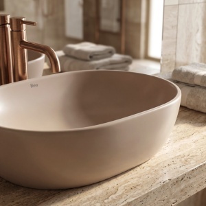 Set Vas WC Suspendat Focus + Lavoar pe Blat Rea Focus Taupe - Img 5