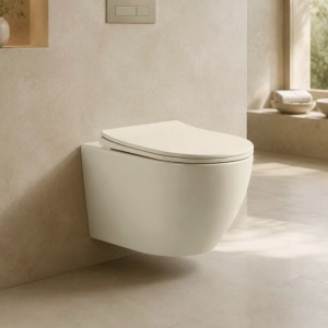 Set vas WC suspendat Ricci Tornado Flush, Rimless, cu capac Soft Close și Quick Release – Cappuccino - Img 3