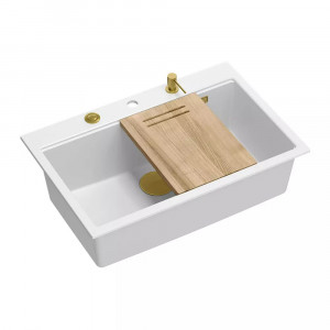 Statie de lucru incastrata Quadron Unique Marc alb - auriu 76x50 cm
