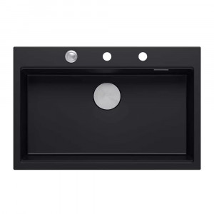 Statie de lucru incastrata Quadron Unique Marc negru carbon - inox 76x50 cm - Img 2