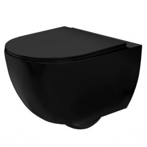 Vas WC suspendabil Rea Carlo Mini Rimless Flat negru MAT - Img 1