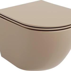 Vas WC suspendat rimless cu capac slim Cappuccino mat - Img 1