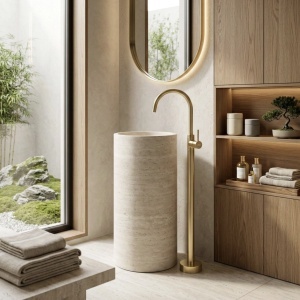 Baterie baie Lungo Gold – baterie pentru lavoar cu finisaj auriu elegant | disponibilă pe Deppo - Img 4
