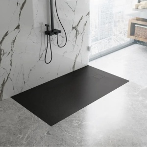 Cadita de dus dreptunghiulara imitatie piatra Magnum Black 100 x 80 cm neagra - Img 6