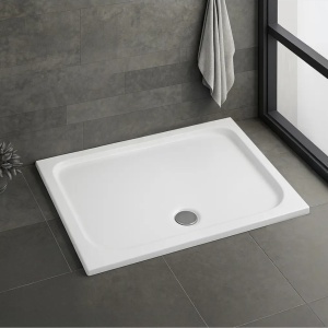 Cadita de dus dreptunghiulara slim din acril Belmond White 100 x 80 cm alba - Img 2