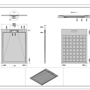 Cădiță de duș STONE 120×90 cm – Marmură Turnată, Negru Mat - Img 3