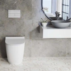 Cadru WC încastrat K011A-Q Rea cu buton T Brush Steel - Img 2