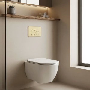 Cadru WC încastrat Rea cu buton I Brush Gold - Img 3