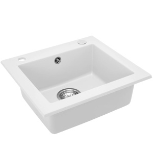 Chiuveta Bucatarie REA GRANIT WEST WHITE, Dimensiuni 44 x 48.5 x 17 cm, 1 Cuva, Incastrabila, Alb - Img 8