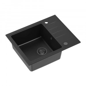 Chiuveta compozit incastrata Quadron Pop Peter 116 negru carbon 62x50 cm - Img 3