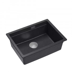 Chiuveta compozit sub blat Quadron Logan 100 negru - inox 59.5x45.1 cm - Img 1