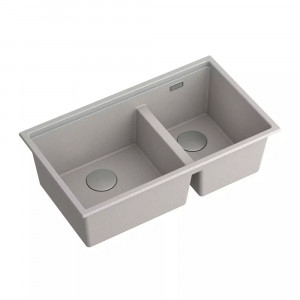 Chiuveta compozit sub blat Quadron Unique Clark gri - inox 84x49 cm
