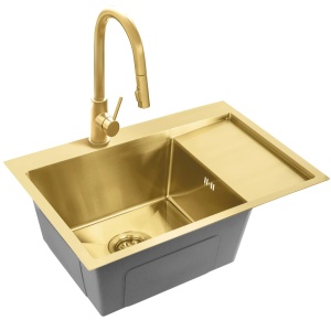 Chiuveta de bucatarie FIN , Model Modern 620x480mm , Culoare Brush Gold - Img 2