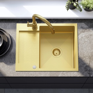 Chiuveta de bucatarie Inox PAUL, Model modern, Culoare Gold Brush - Img 6