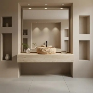 Chiuveta lavoar pe blat finisaj piatra Mika Light Terracotta - Img 3
