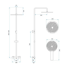 Coloana de dus cu termostat Drop Brush Copper - Img 4
