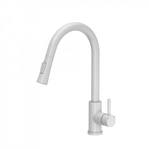 Julia Steinsteel Pull Out + Stream Change robinet mixer FOARTE ALB MAT