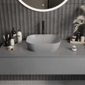 Lavoar - Deppo pentru blat 50 x 40 cm gri deschis mat - Img 2