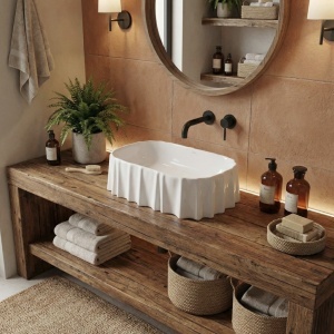 Lavoar pe blat Atria – design modern, ceramică elegantă | Deppo - Img 3