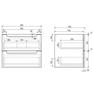 Mobilier lavoar suspendat alb cu blat din cașmir LINDA 60 cm  - Img 7