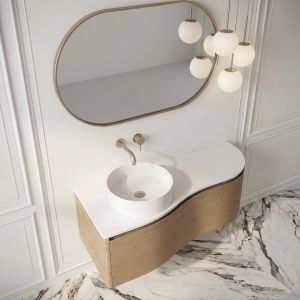 Mobilier lavoar suspendat VIENNA cu blat 120 cm stejar - Img 2