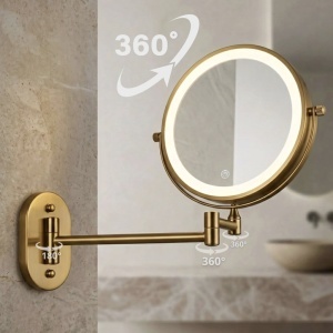 Oglindă LED Glow Old Gold – oglindă cosmetică elegantă cu iluminare LED și finisaj auriu vintage | disponibilă pe Deppo - Img 4