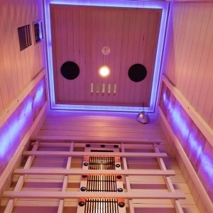 Saună cu infraroșu C1ST 90×90 cm cu piatră de sare, turmalină, LED și Bluetooth – saună uscată 1 persoană | Deppo - Img 18