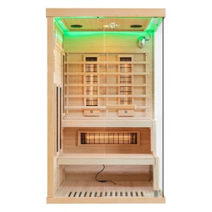 Saună cu infraroșu pentru 2 persoane cu cromoterapie LED și Bluetooth – saună uscată low-temperature, cabină wellness premium | Deppo