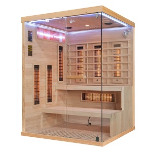 Saună cu infraroșu pentru 3 persoane cu cromoterapie LED și Bluetooth – saună uscată low-temperature, cabină wellness spa | Deppo - Img 7