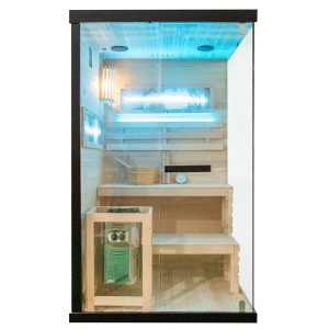 Sauna finlandeza cu temperatura inalta si soba Harvia 3.5kW pentru 1-2 persoane Lark 120 x 120 cm - Img 4