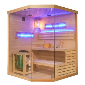Sauna finlandeza cu temperatura inalta si soba Harvia 6kW pentru 4-5 persoane Lark 150 x 150 cm - Img 3