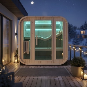 Saună Finlandeză Exterior Tip Butoi 2-4 Persoane 180x200 cm cu Sobă Harvia și LED – Deppo - Img 10