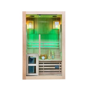 Saună finlandeză KEMI1 120×105 cm cu sobă HARVIA 3.5 kW – 1-2 persoane, saună tradițională, Hemlock, cromoterapie, Bluetooth | Deppo - Img 6