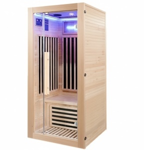 Saună uscată cu infraroșu ALTA1-CRB 90×90 cm – 1-2 persoane, Hemlock, 230V, Bluetooth, cromoterapie | Deppo