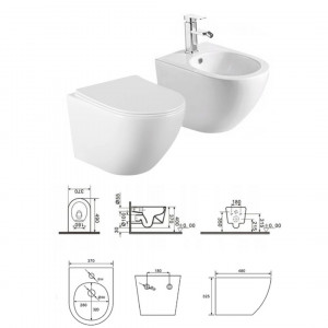 Set Bideu si Vas WC GROHE, ceramica sanitara, Vas WC VITO RIMLESS +Bideu +Capac Soft-Close SLIM PREMIUM +Cadru +Clapeta la alegere - Img 5