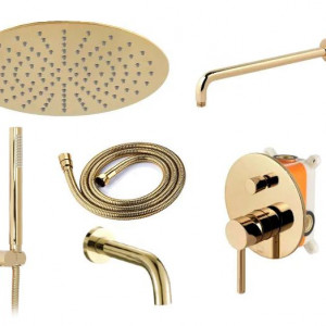 Set de duș incastrat Rea Lungo Gold Auriu cu BOX - Img 8