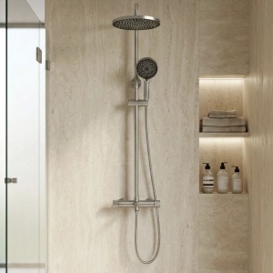 Set duș Lungo Stripe Brush Nickel – set complet de duș cu finisaj nichel periat și design modern | disponibil pe Deppo - Img 4