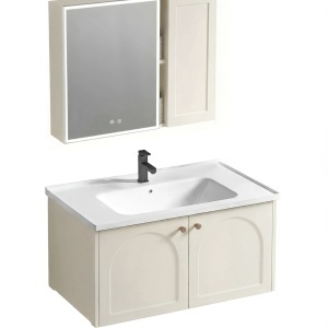 Set mobilier de baie cu lavoar Denver 80cm Creme - Img 2