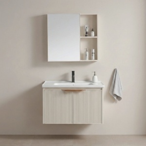 Set mobilier de baie cu lavoar Mario 60cm Beige - Img 3