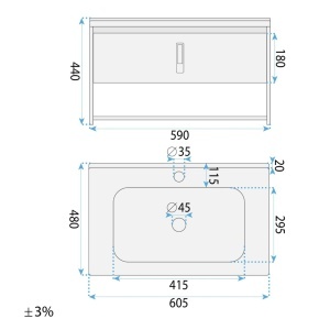 Set mobilier de baie cu lavoar Toledo 60cm Grey - Img 8
