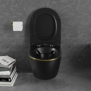 Set vas WC + Bideu FLSK Black/Gold edge - Img 2